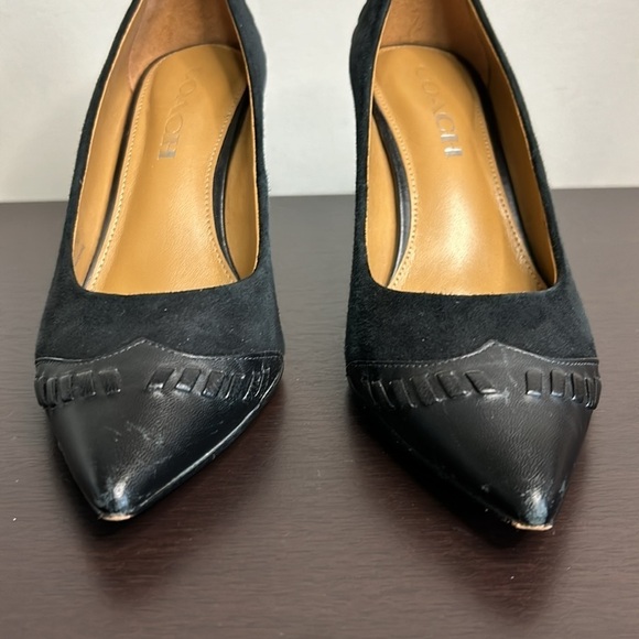 COACH Sophie Black Leather Suede Pump Pointed Toe Heels Shoe Sz 6 - Picture 5 of 12